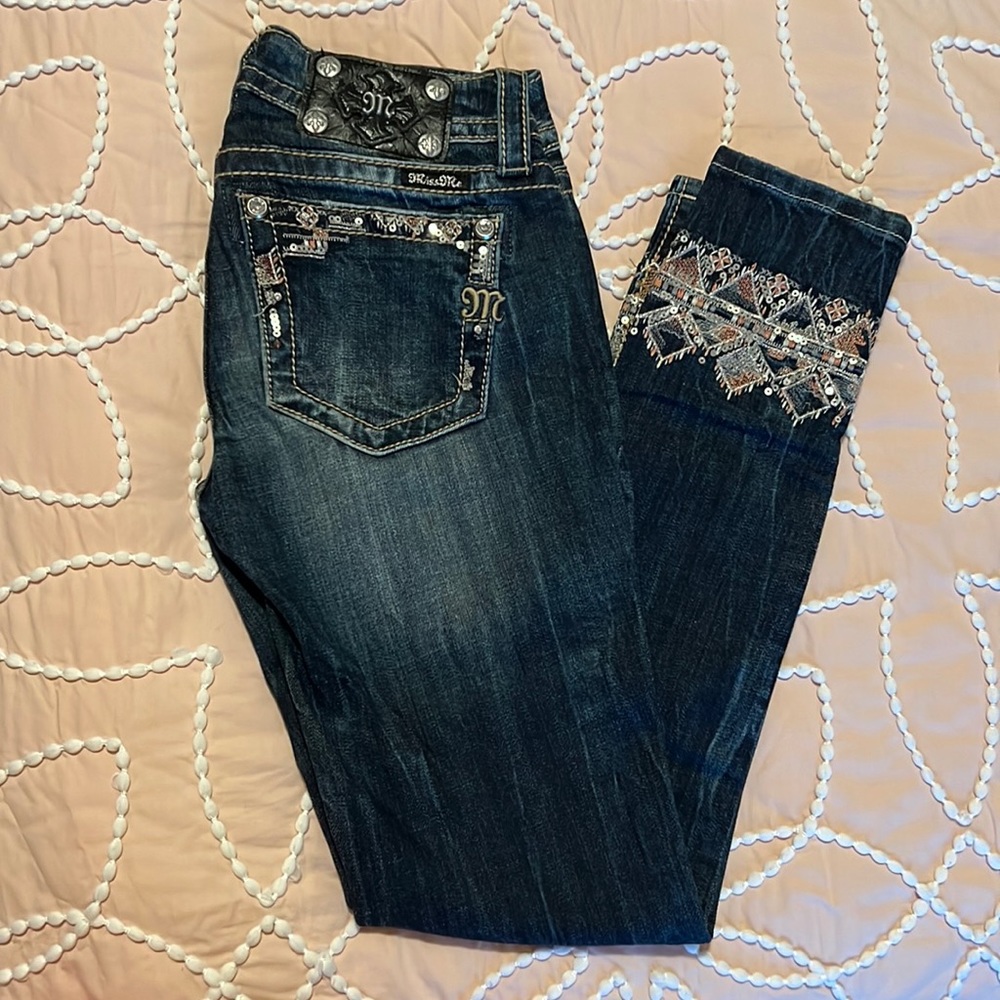 Miss me ankle embroidered skinny jeans